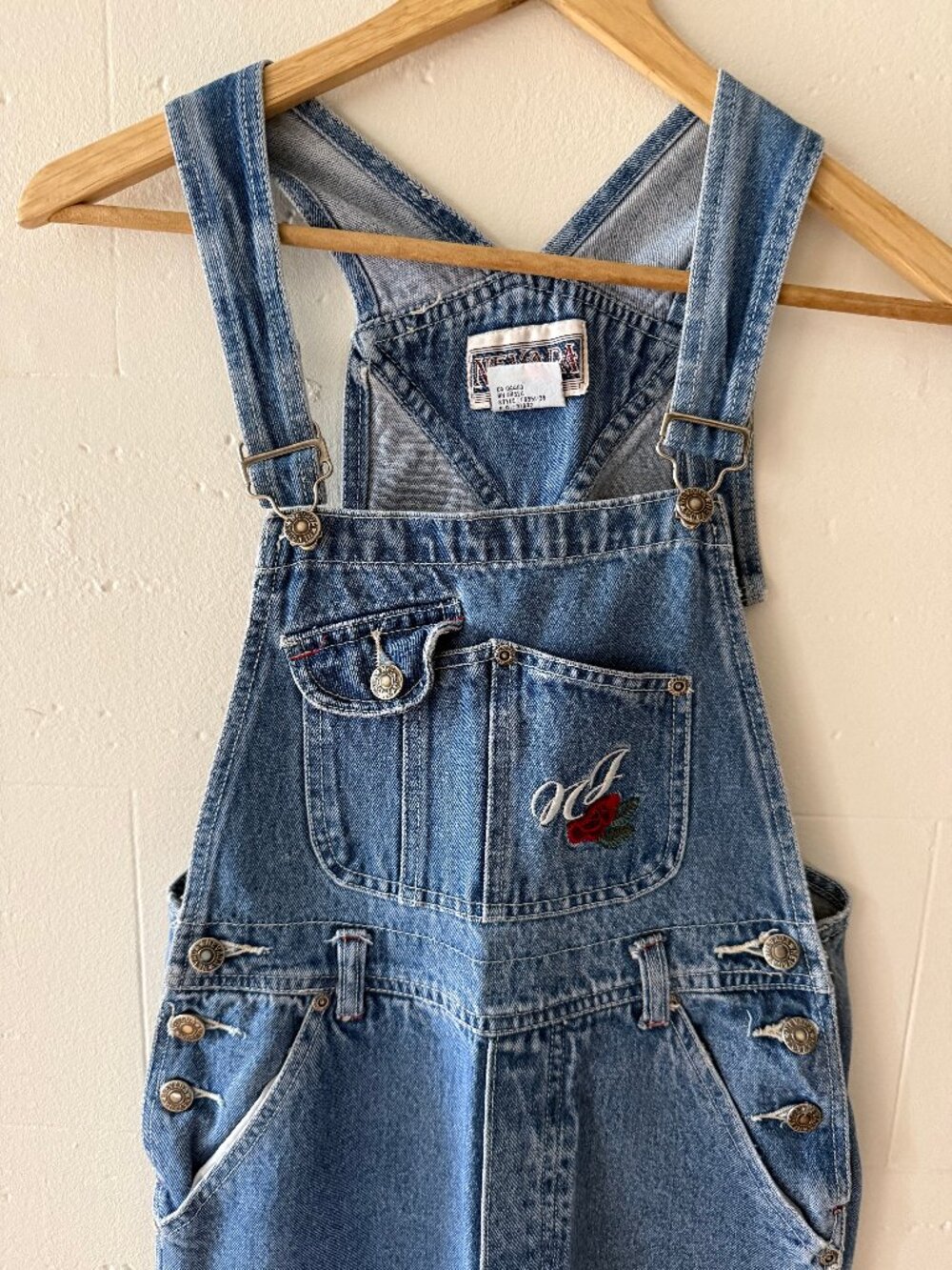 Nevada | Vintage 90s GIRLS Embroidered Retro Denim Bib Overalls | Size 10